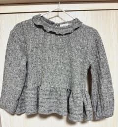 【美品】ZARA フリル襟 ニット 98cm 上品グレー お出かけコーデ♡のサムネイル