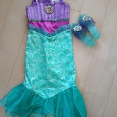 Disney Ariel Cosplay Costume Dress and Sandals Set