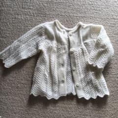 ベビー ホワイト カーディガン 花刺繍