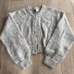 DIVIDED クロップド丈 長袖カーディガン グレーのサムネイル