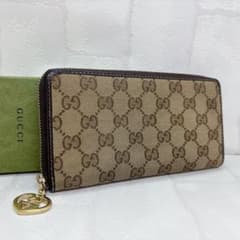 GUCCI グッチ 長財布 ラブリーハート ラウンドジップ キャンバス