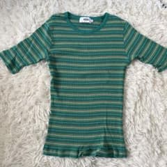 AZUL 半袖ストライプTシャツ グリーンのサムネイル