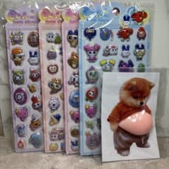 たまごっちぷくぷくシール 4枚セット＋犬お腹ぷにぷにシール　立体シールのサムネイル