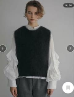 HER./2点セット/モヘアメッシュベスト&ラッフルスリーブシャツ 