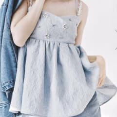 ビッグリボンビジューペプラムトップス　LBLU ライトブルー ビッグリボンビジューペプラムトップス LBLU ライトブルー - メルカリ