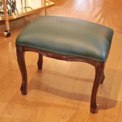 レザースツール 猫脚 グリーン クラシックスタイル オットマン 605-119