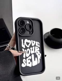 iPhone14 스마트 폰 케이스 Love Yourself 블랙 블랙 영어