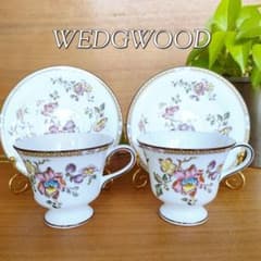美品★ウェッジウッド 黒壺 カップ＆ソーサー スワロー シノズワリ 美品☆ウェッジウッド スワロー カップ＆ソーサー 2客セット