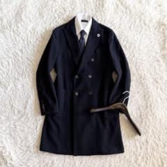 <美品>LARDINI 新ロゴ ネイビー ウール チェスターコート サイズ44 美品】LARDINI ラルディーニ ネイビー チェスターコート 美品