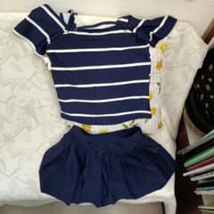 ネイビーとホワイトのストライプ水着セットのサムネイル