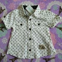 未使用♡ドット柄シャツ　80のサムネイル
