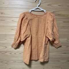 パフスリーブ ブラウス オレンジ シャーリング袖のサムネイル
