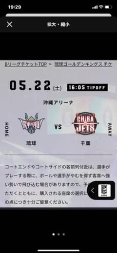琉球ゴールデンキングス　5月22日（土）エコノミー席2枚のサムネイル