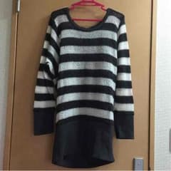 ★YUKATAN様専用★ニット ボーダー チャコール ホワイト セーターのサムネイル