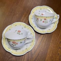 ナルミ　カップソーサー２客ペア　ローズ　ベルガモット　未使用品
