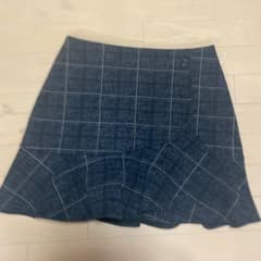 ダークブルー チェック柄 フレアスカート