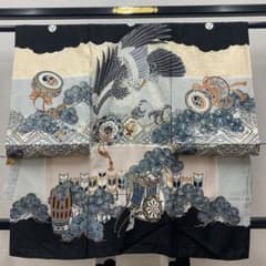 604ayu39□宮参り 掛け着 祝い着 長襦袢付 七五三にも 3歳 鷹 □良好 