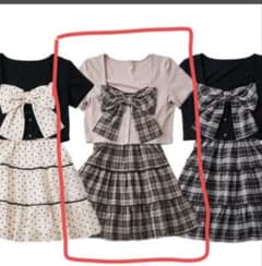 【値下げ】OLIVE des OLIVE リボンミニワンピとカーデのセットのサムネイル