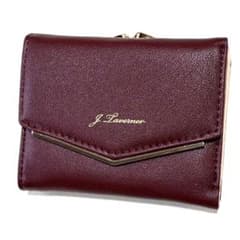 【新品⭐️使い勝手抜群】J. Laverner 三つ折り財布 ボルドーワインレッドのサムネイル