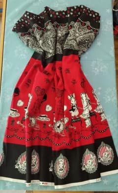 アリス柄  生地  赤×黒のサムネイル