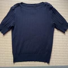 23区 半袖リブニットトップス 肩ボタン