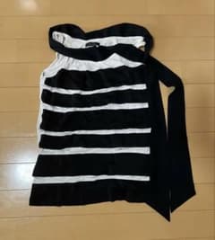 DURASambientボーダー柄 ノースリーブ トップス リボン付き