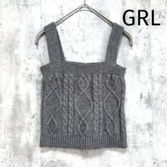【GRL】Cable Knit Camisole Knit, Gray, Size M, Short Length, Casual & Elegant
