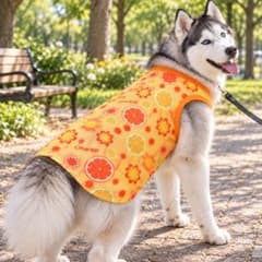 【新品】犬服 タンクトップ フルーツ柄 メッシュ オレンジ サイズ10 大型犬のサムネイル
