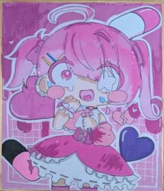手描きイラスト 色紙 原画 魔法少女 18×21cmのサムネイル