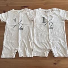 1/2 ハーフバースデー ロンパース 2点セット 双子　※バラ売り可のサムネイル