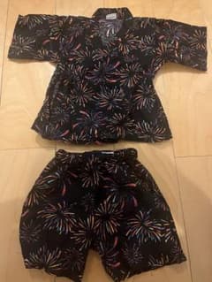 花火模様 黒 甚平 110のサムネイル