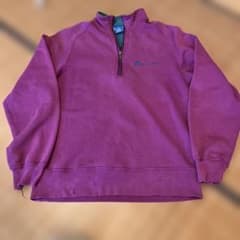 希少! Champion ハーフジップ スウェット パープル　青タグ　USA製のサムネイル