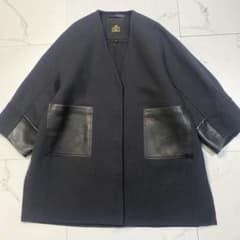 ドゥロワー ロングコート 羊革 ドッキング 2021AW ネイビー 34 ドゥロワー ロングコート 羊革 ドッキング 2021AW ネイビー 34 - メルカリ