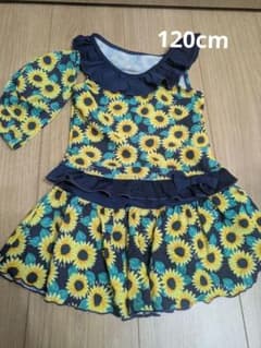 ブランシェス　ひまわり柄 フリル付き水着 120