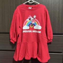 韓国子供服　ディズニー　赤　ワンピース　起毛　スウェット　100〜110cm相当のサムネイル