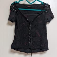 H.Jelly ブラック レースアップ Tシャツのサムネイル