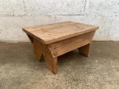 French antique old pine step stool, brocante style.