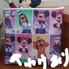 ディズニー実写25周年生地　ハンドメイド　正方形ポーチ　訳あり　ミッキー　ミニーのサムネイル