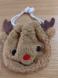 クリスマス　トナカイ ボア 巾着 ポーチのサムネイル
