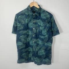 VAN HEUSEN 半袖シャツ 総柄 ボタニカル リーフ柄 メンズ Mのサムネイル