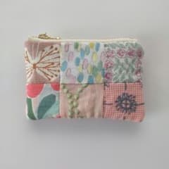 ミナペルホネン ハンドメイド パッチワーク ミニポーチ ピンク系