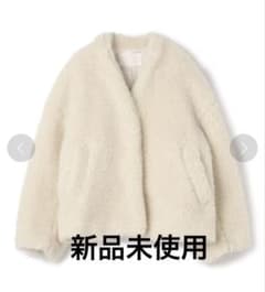 BALLSEY クリンプファー ノーカラーショートコート オフホワイト