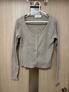 Ajpeaceベージュリブ編み カーディガンのサムネイル