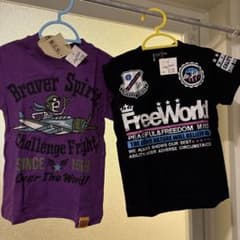カジュアルTシャツ2枚セット（紫・黒）のサムネイル