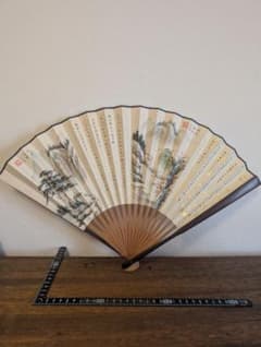 中国　扇面　蘇明書　山水画 扇面 飾り扇子 書画 金箔散らし 中国 扇面 蘇明書 山水画 扇面 飾り扇子 書画 金箔散らし - メルカリ