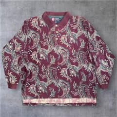CHAPS RAULPHLAURENバーガンディペイズリー柄ポロシャツ M/Mのサムネイル