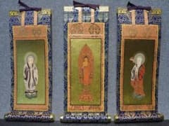 限定値下　未使用保管品　掛軸セット　浄土宗　舟立弥陀　善導・法然　仏具　627 限定値下 未使用保管品 掛軸セット 浄土宗 舟立弥陀 善導・法然 仏具