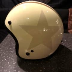 OGK ジェットヘルメット クリーム色 茶色ストライプ 星模様のサムネイル