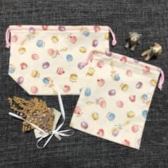マカロン柄♡お弁当袋×巾着袋♡のサムネイル