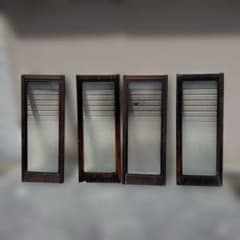昭和レトロ 組子欄間 4枚セット 書院障子 建具 衝立 引戸 ガラス戸 昭和レトロ 建具 和室 書院戸 引き戸 格子戸 ガラス障子 古民家 4枚組